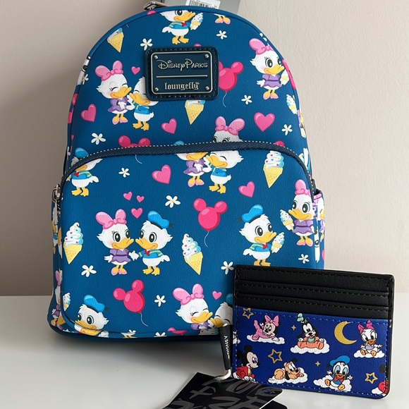 Donald & Daisy Duck Loungefly Mini Backpack & Mickey Baby cardholder bundle - Picture 8 of 11